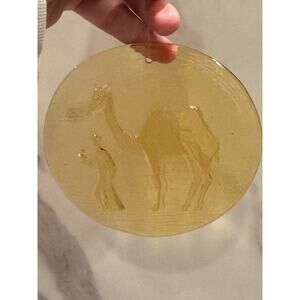Light yellow glass wiseman camel Christmas Ornament 4.5” tall